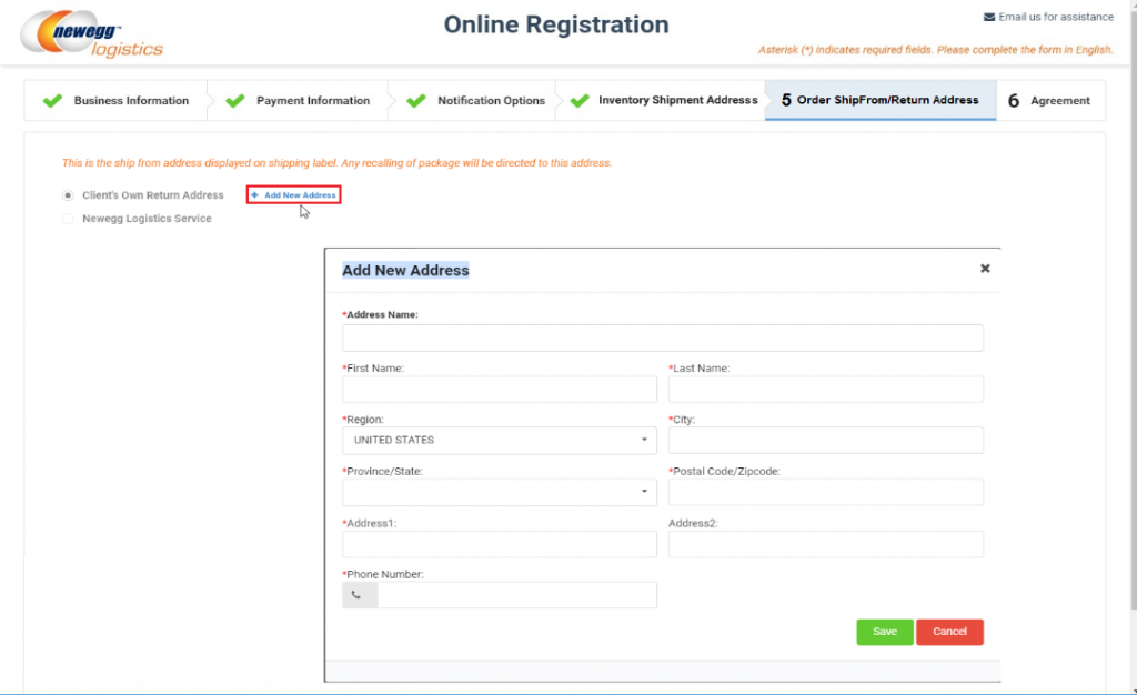 How to register - Newegg Logistics Knowledge Base